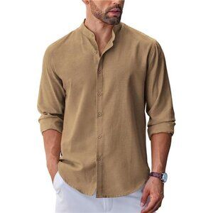 Men's Long Sleeve Oxford Dress Shirts Chambray Button Down Shirt